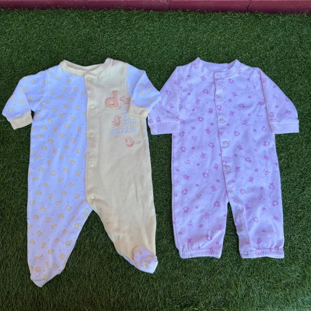 Little Me Sleepers Duck Bunny Footed Pajamas Sleepers Rompers Inafnt Size 3M‎